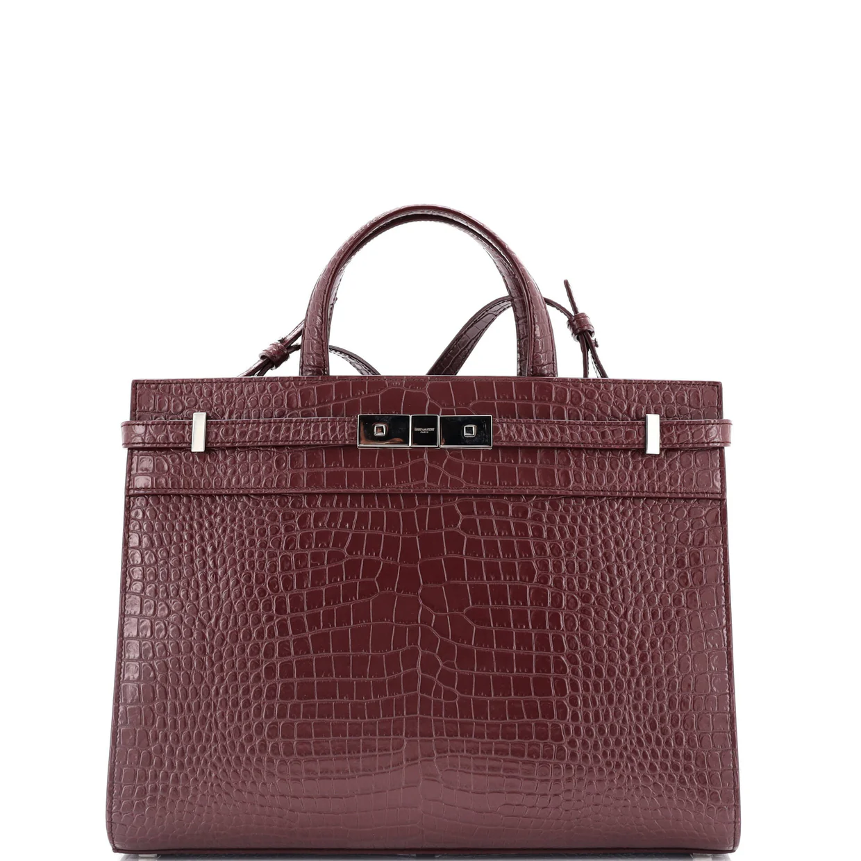 Manhattan Tote Crocodile Embossed Leather Small - Deep Luxury