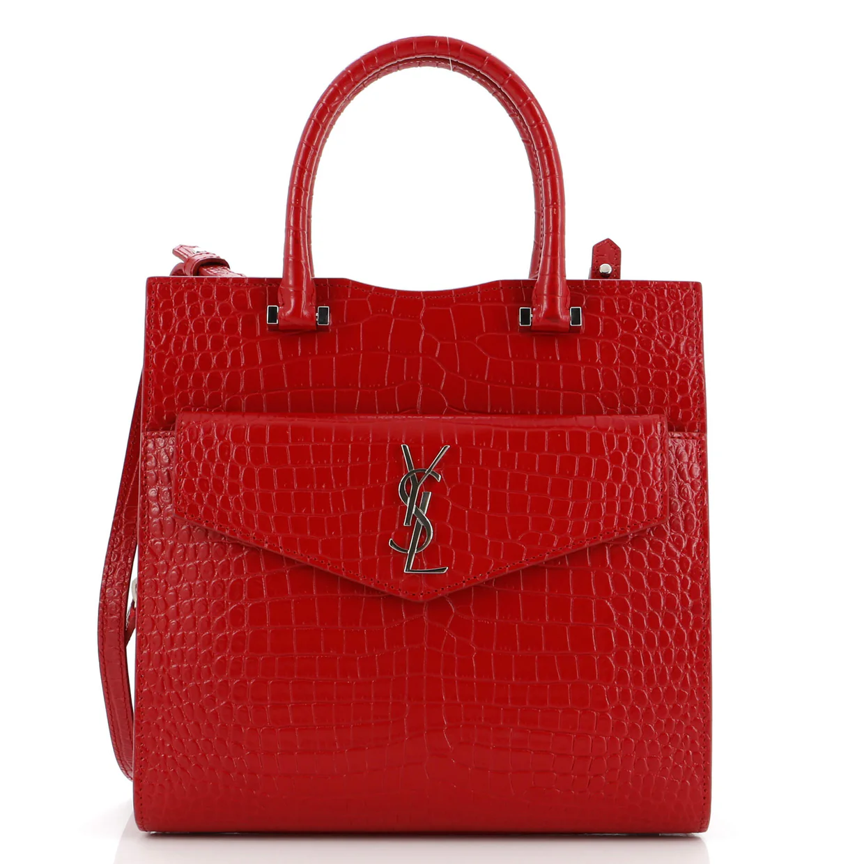 Uptown Tote Crocodile Embossed Leather Small - Deep Luxury