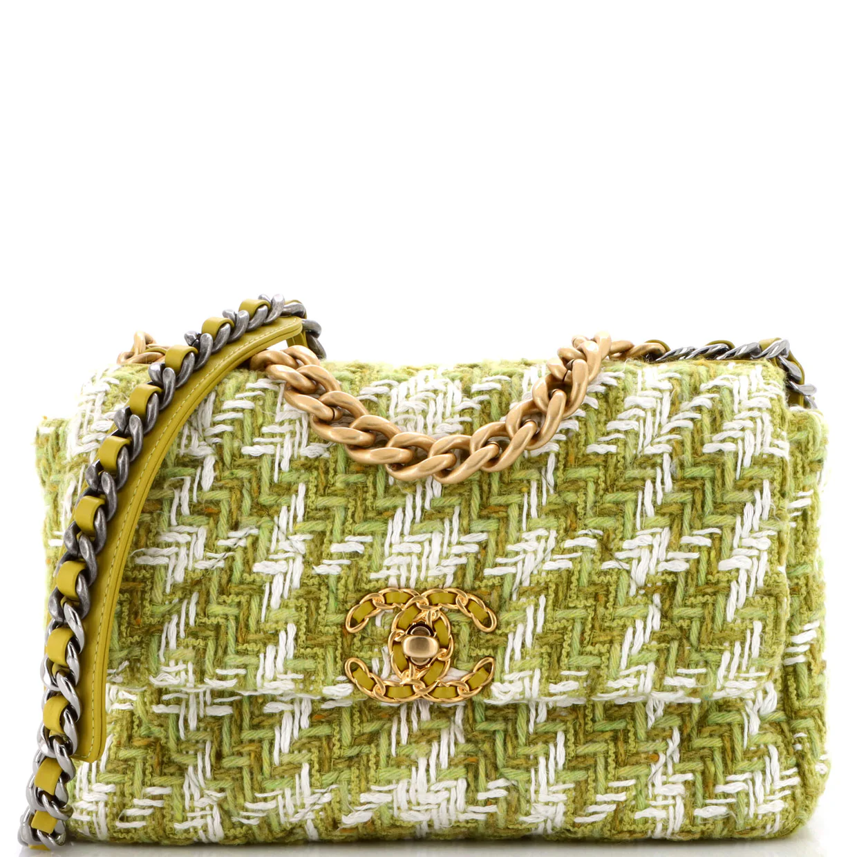19 Flap Bag Quilted Tweed Medium - Deep Luxury
