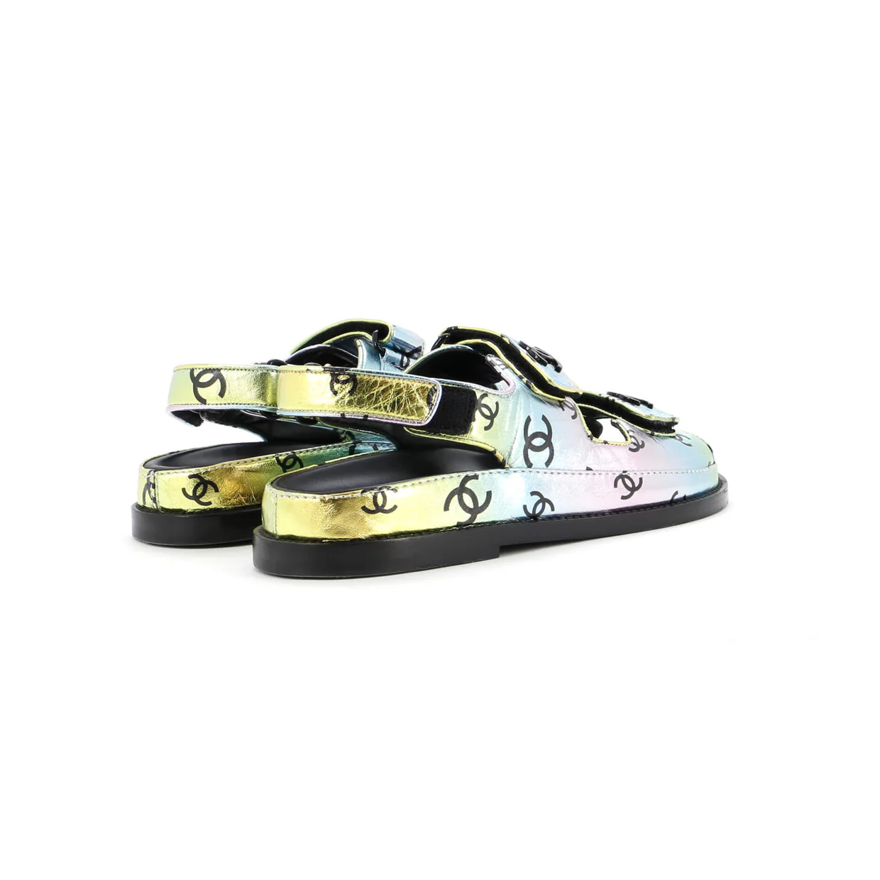 Women's Velcro Dad Sandals Printed Laminated Leather - Deep Luxury