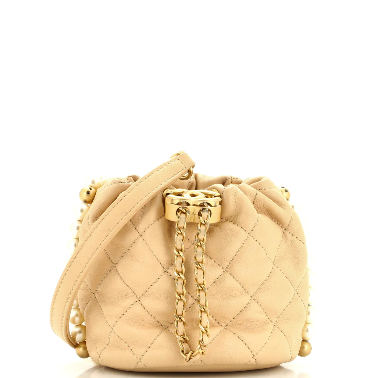 About Pearls Bucket Bag Quilted Calfskin Mini - Deep Luxury