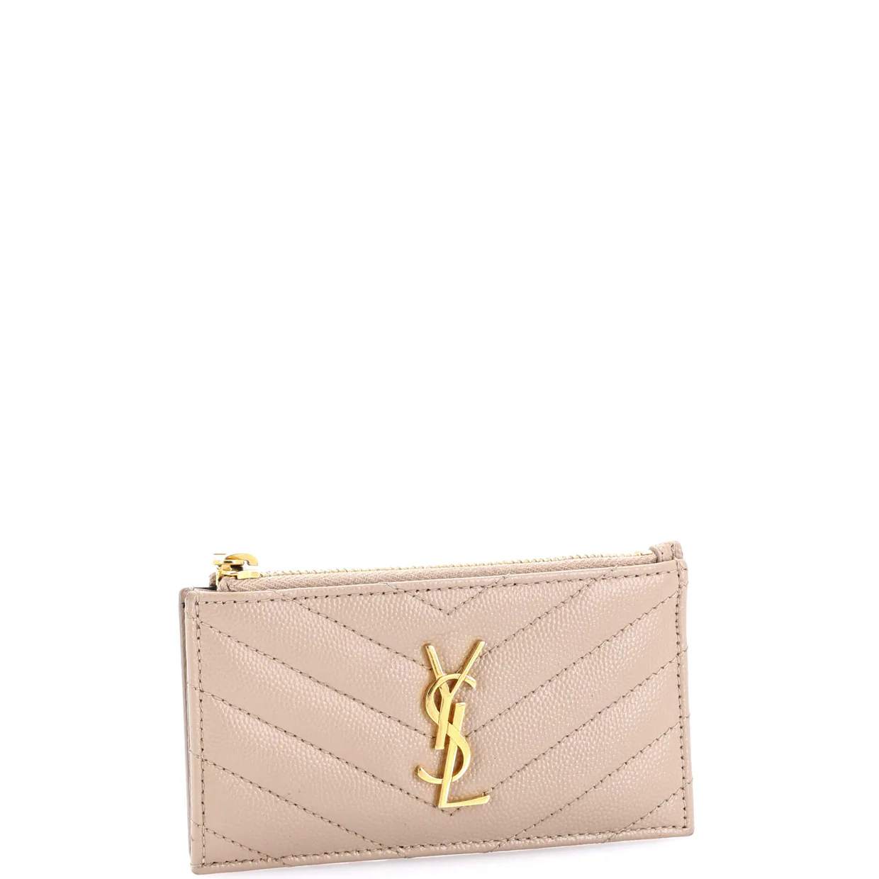 Monogram Fragments Zip Card Holder Matelasse Chevron Leather - Deep Luxury