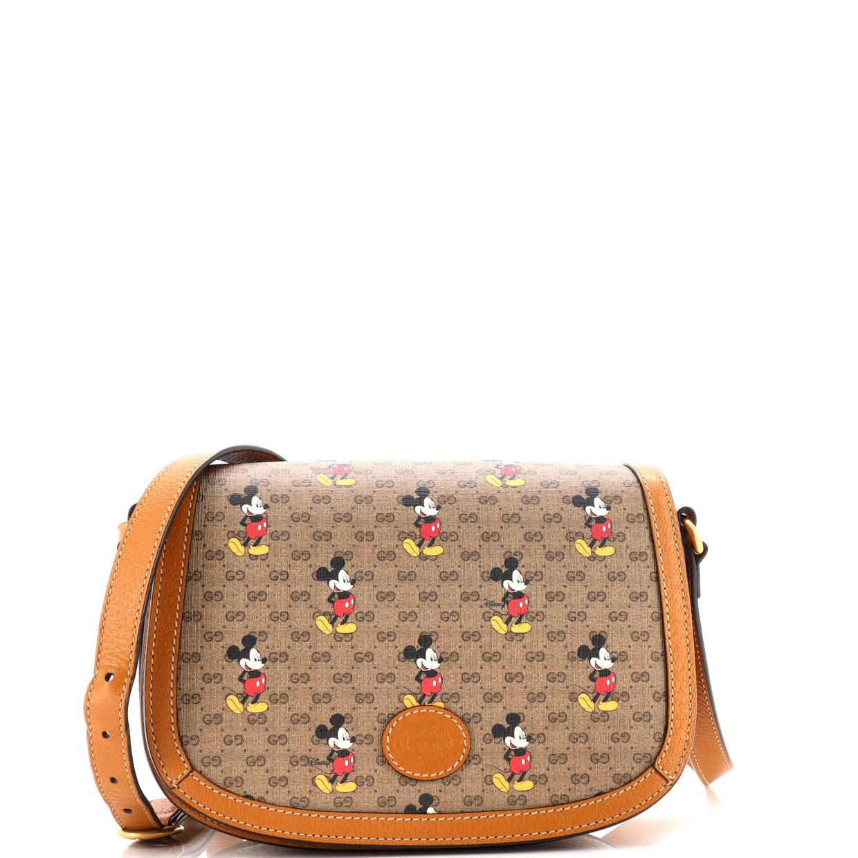 Disney Mickey Mouse Flap Shoulder Bag Printed Mini GG Coated Canvas Small - Deep Luxury