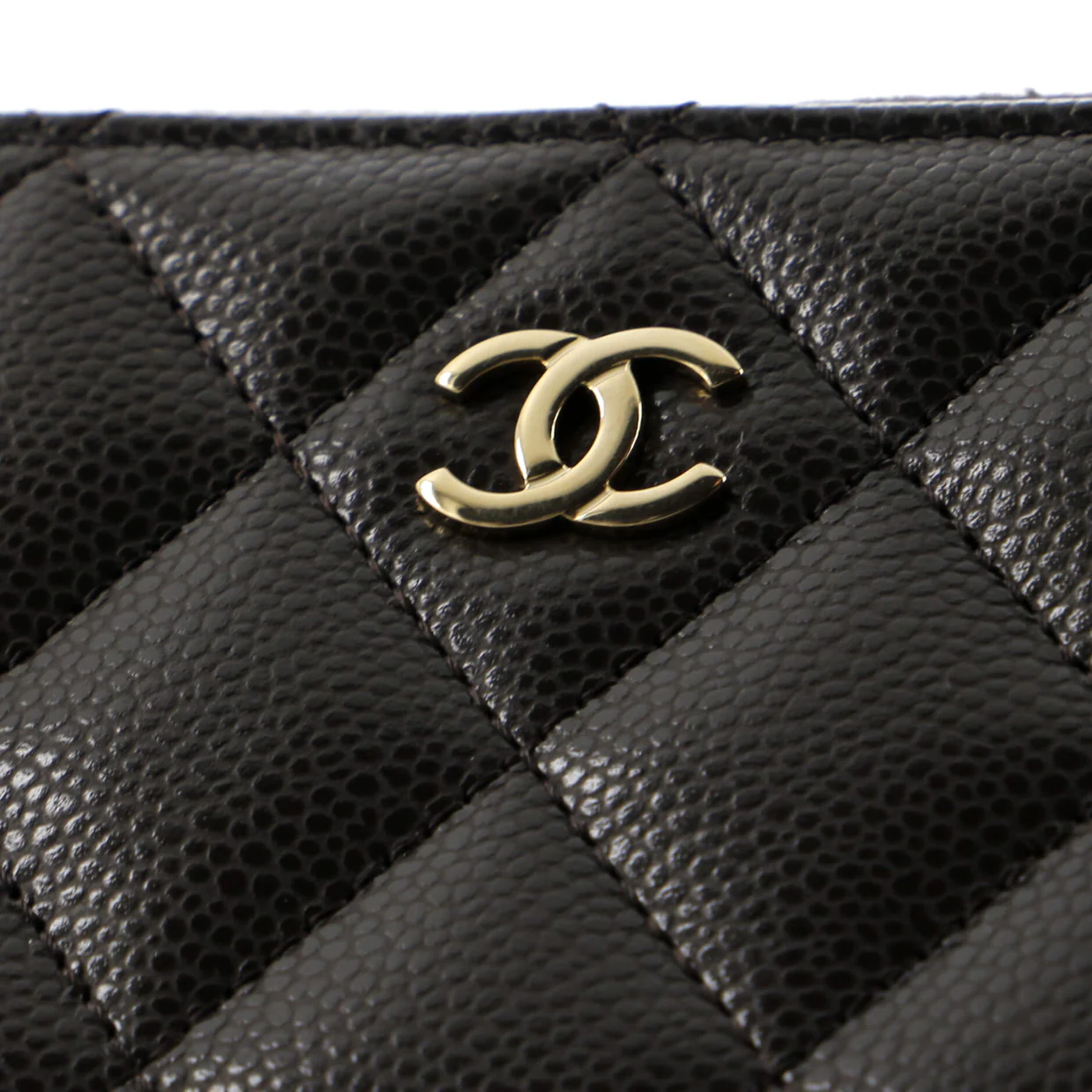 CC Zip Coin Purse Quilted Caviar Small - Deep Luxury