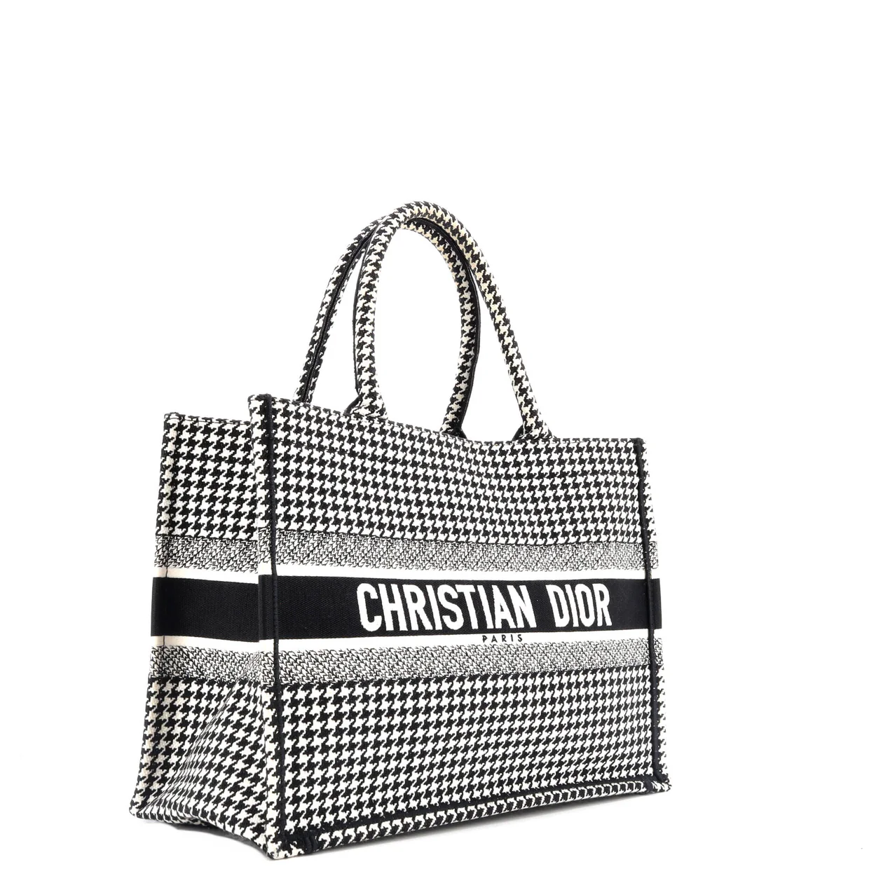 Book Tote Houndstooth Canvas Medium - Deep Luxury