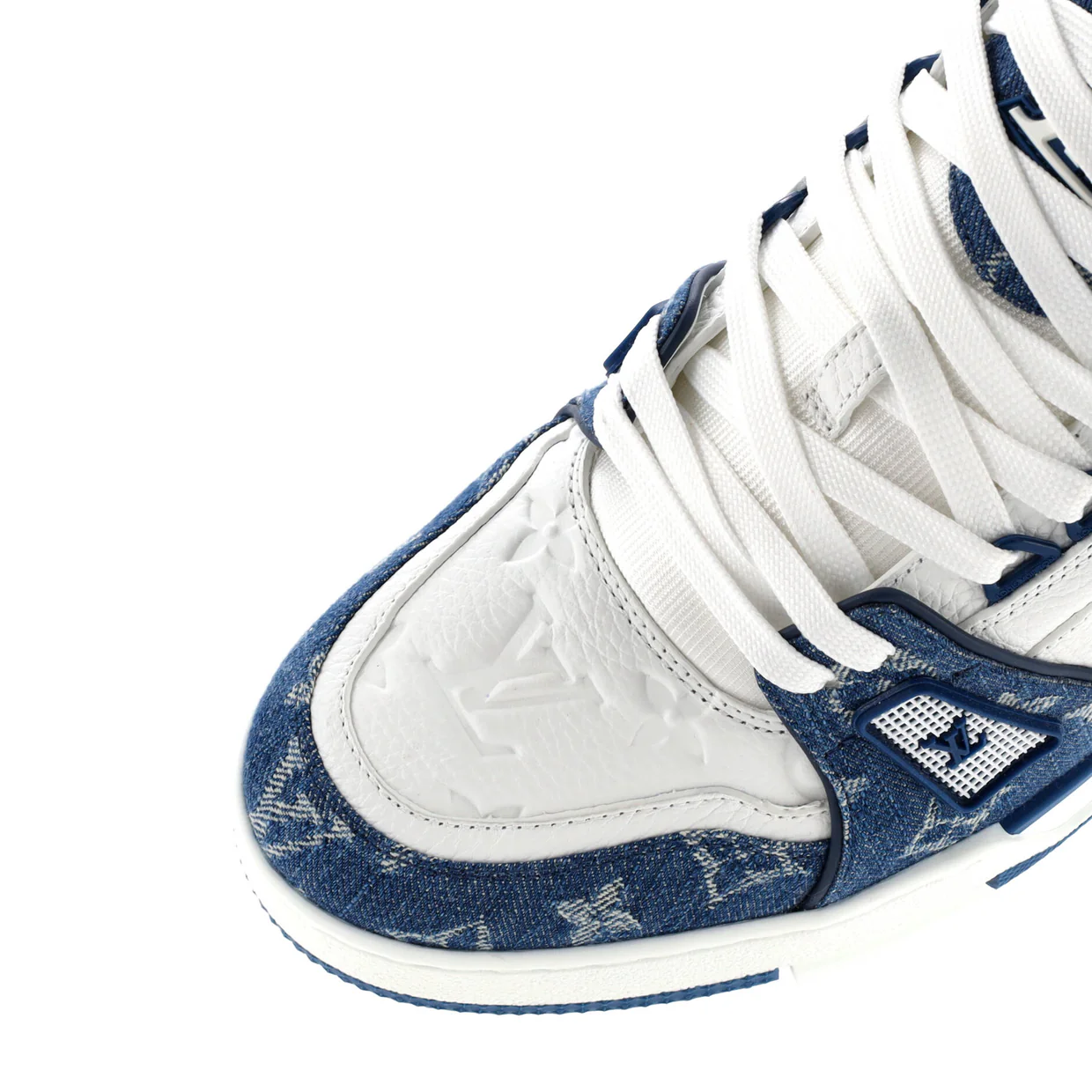 Men's LV Trainer Sneakers Monogram Empreinte Leather and Monogram Denim - Deep Luxury