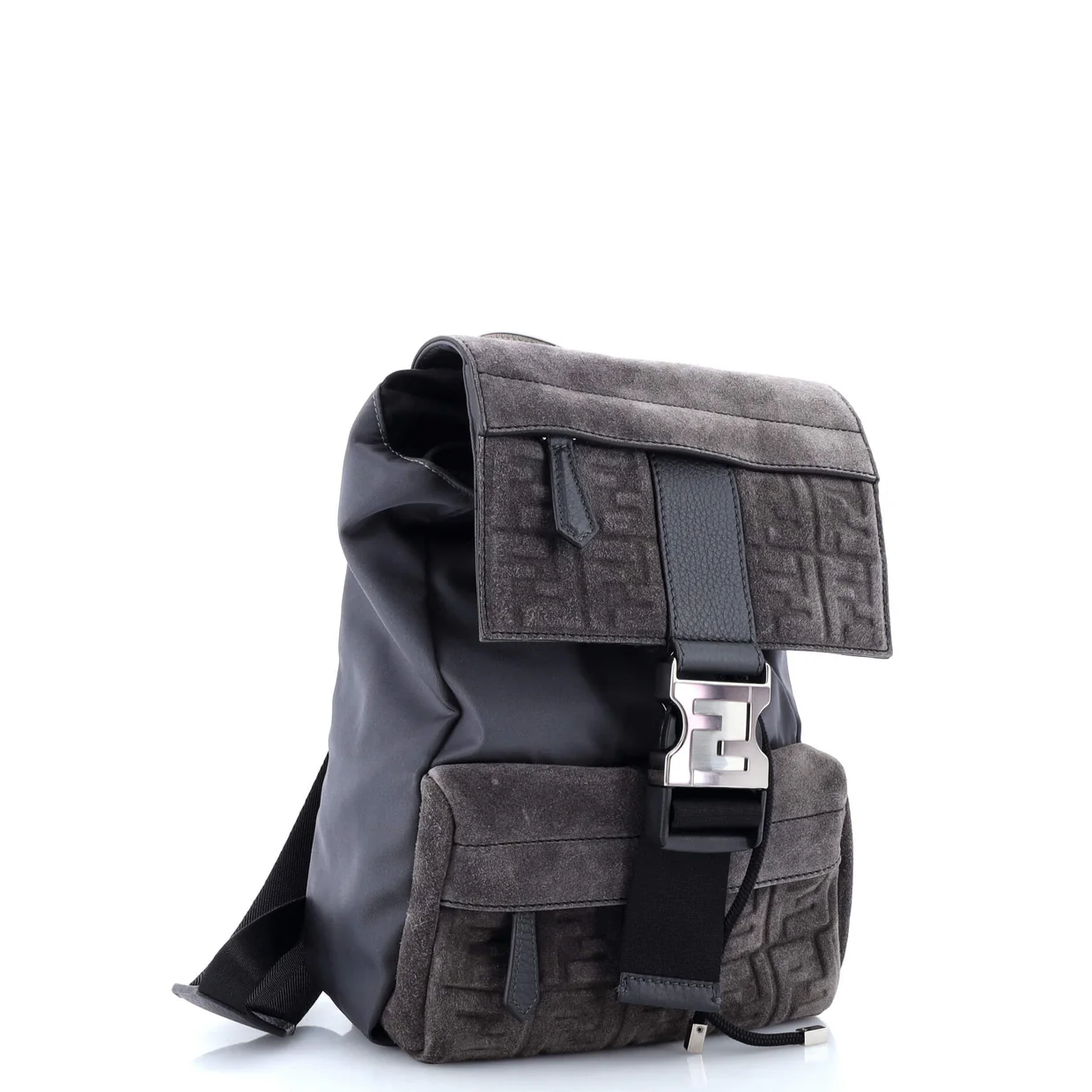 Fendiness Backpack Zucca Suede and Nylon Small - Deep Luxury