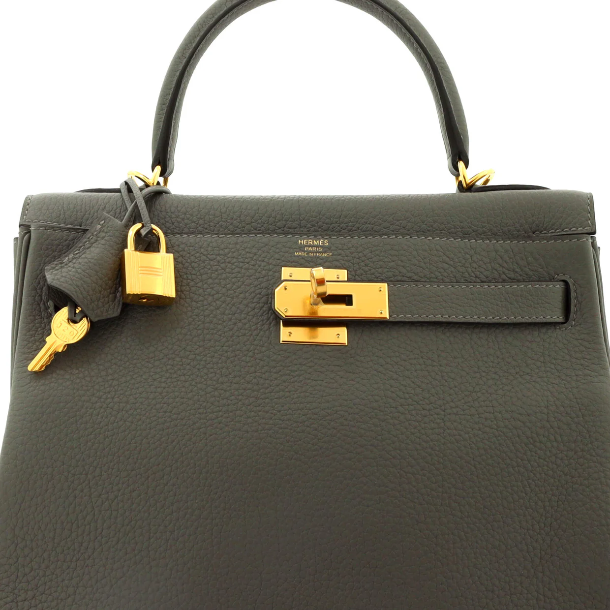 Kelly Handbag Grey Clemence with Gold Hardware 28 - Deep Luxury