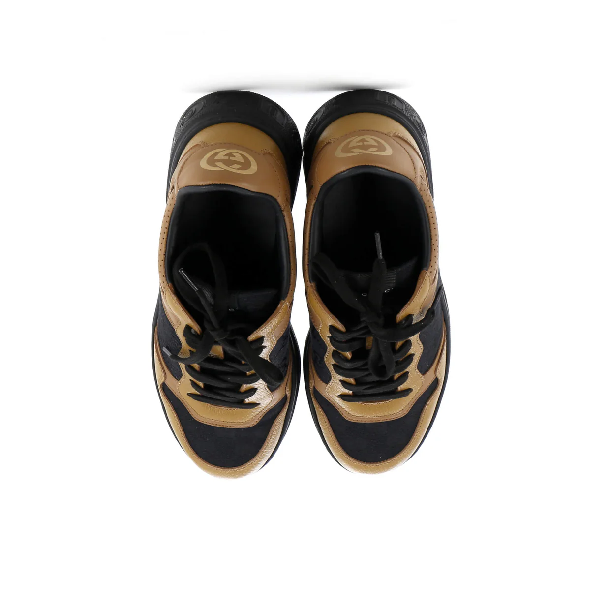 Men's Chunky Low-Top Sneakers GG Canvas with Leather - Deep Luxury