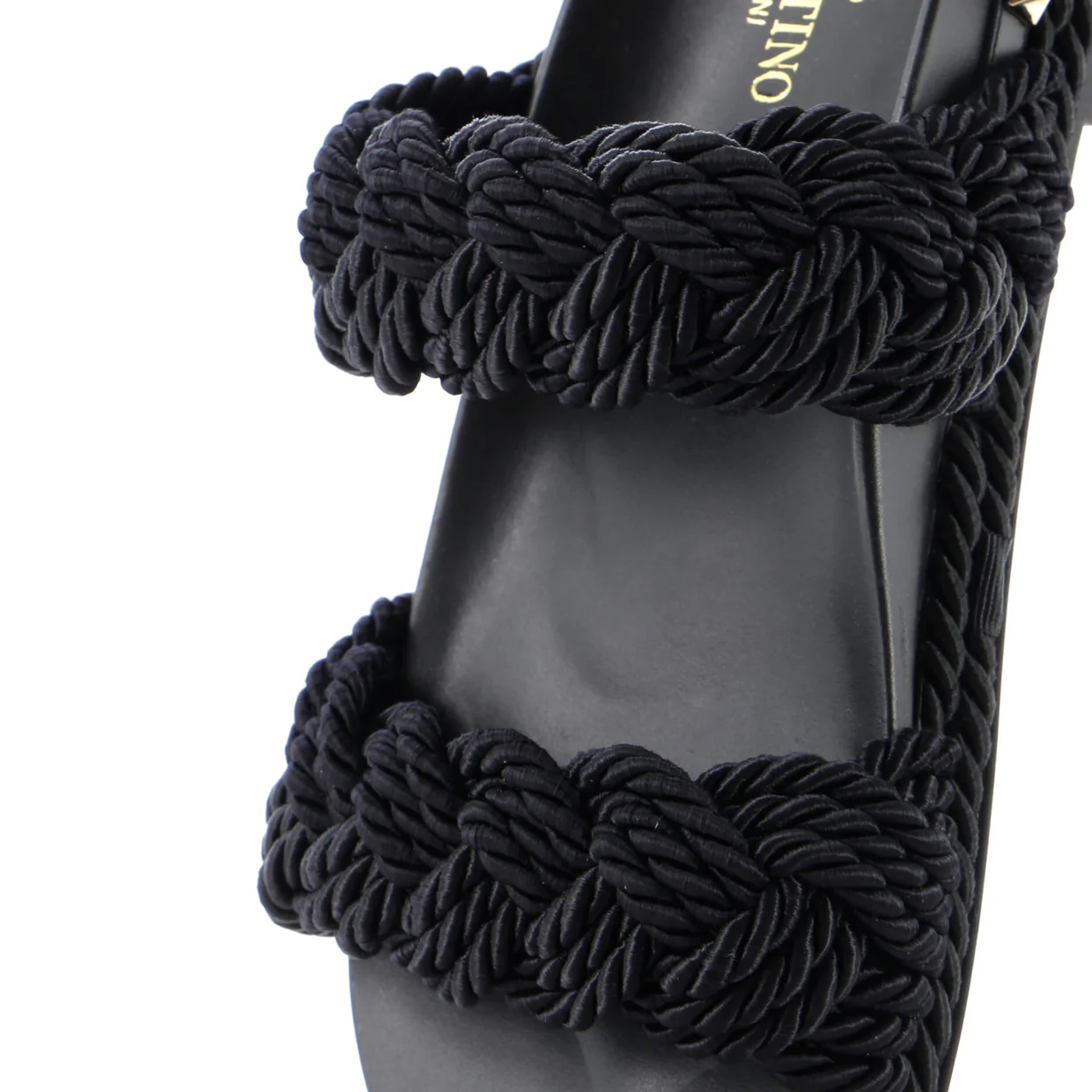 Women's Rockstud Slide Sandals Rope with Leather - Deep Luxury