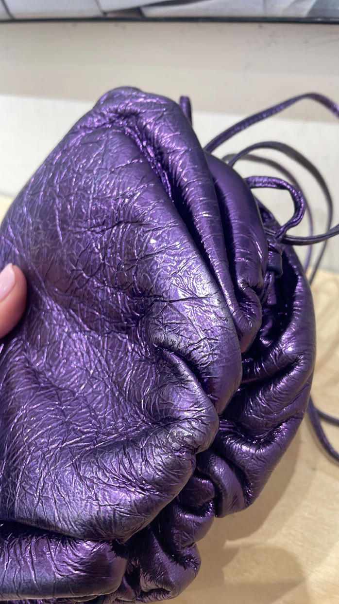 The Pouch Crinkled Metallic Leather Mini - Deep Luxury