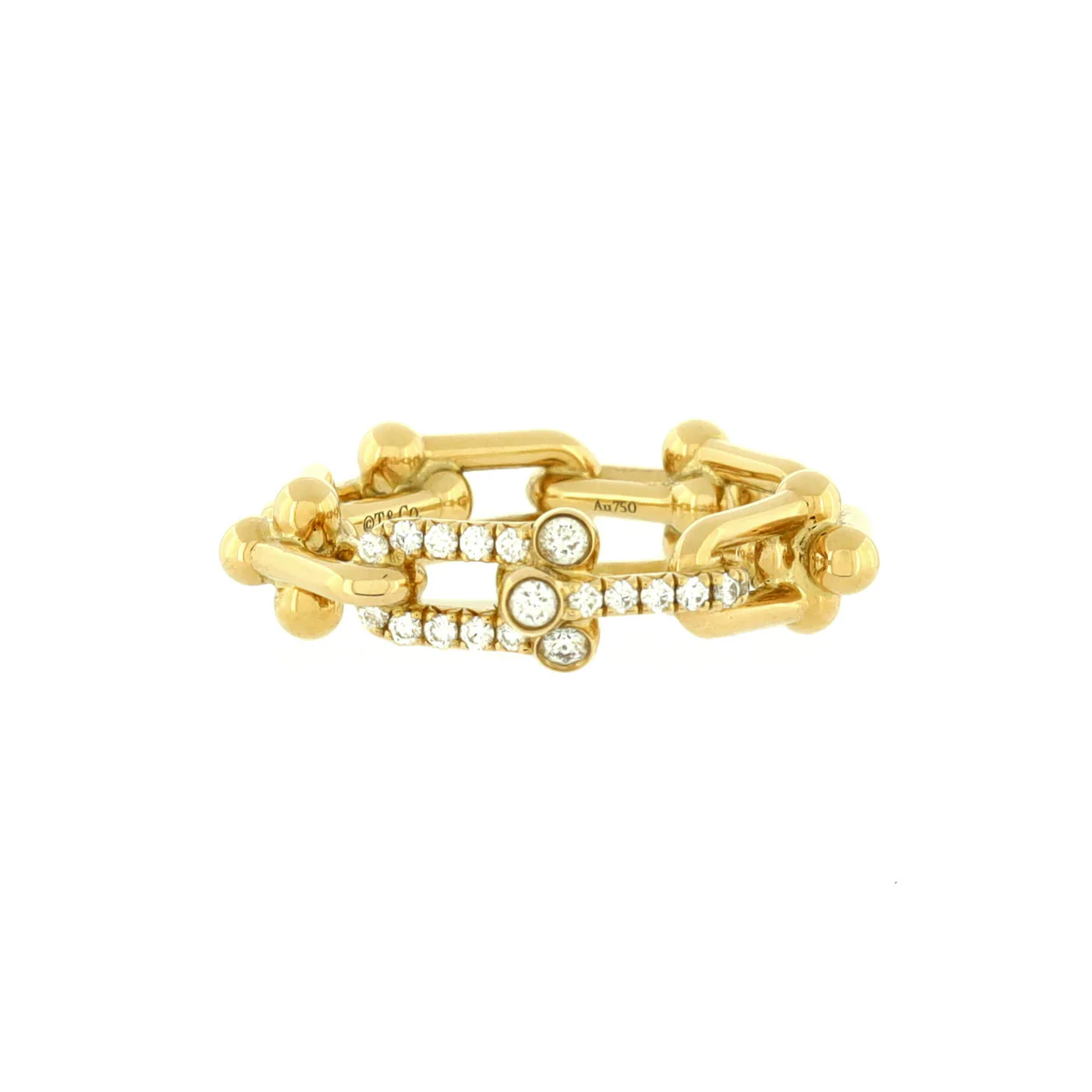 HardWear Link Ring 18K Yellow Gold with Diamonds Small - Deep Luxury