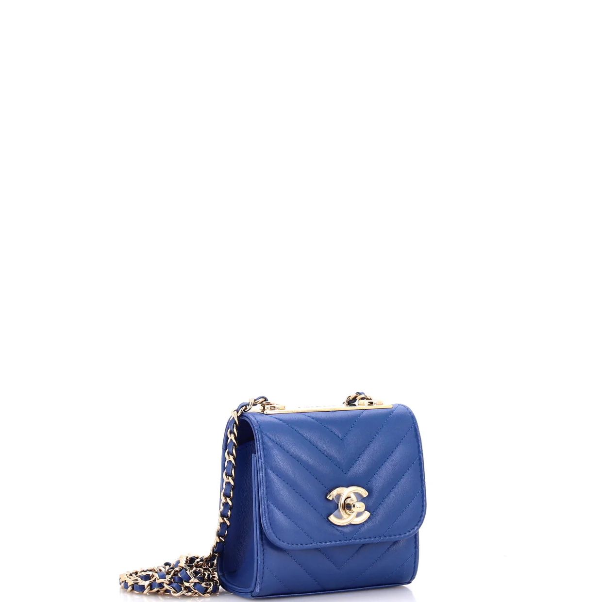 Trendy CC Clutch with Chain Chevron Lambskin Small - Deep Luxury