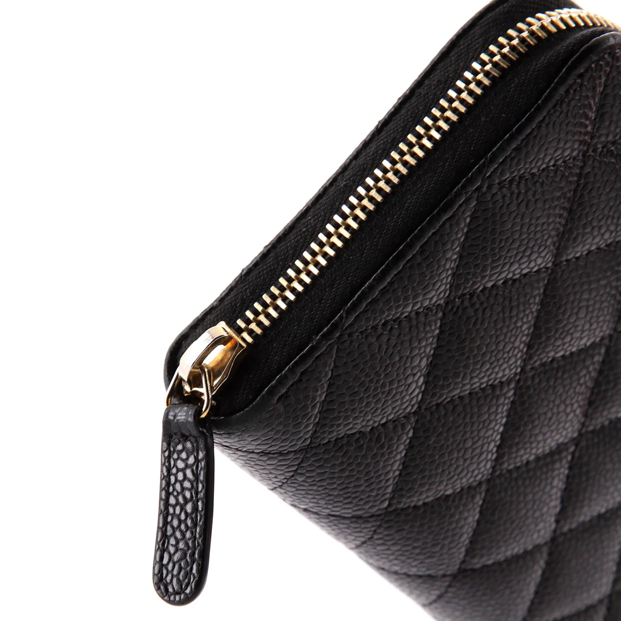 Zip Around Wallet Quilted Caviar Long - Deep Luxury