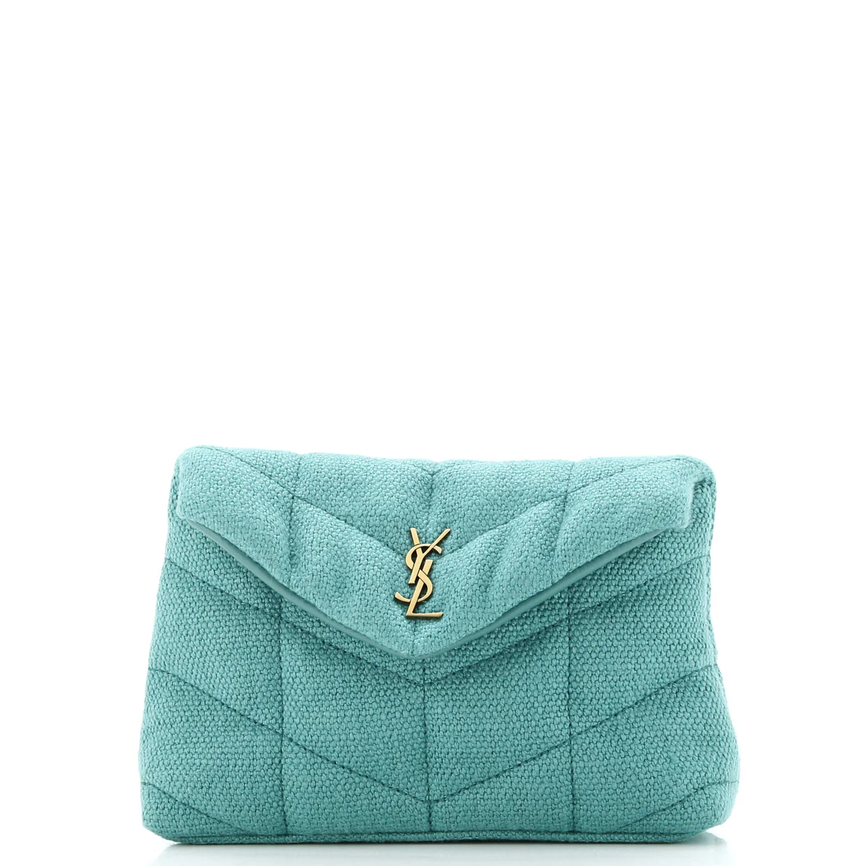 LouLou Puffer Clutch Quilted Vintage Denim Small - Deep Luxury