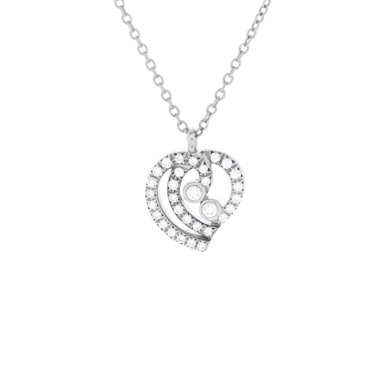 Enchant Heart Pendant Necklace Platinum with Diamonds - Deep Luxury
