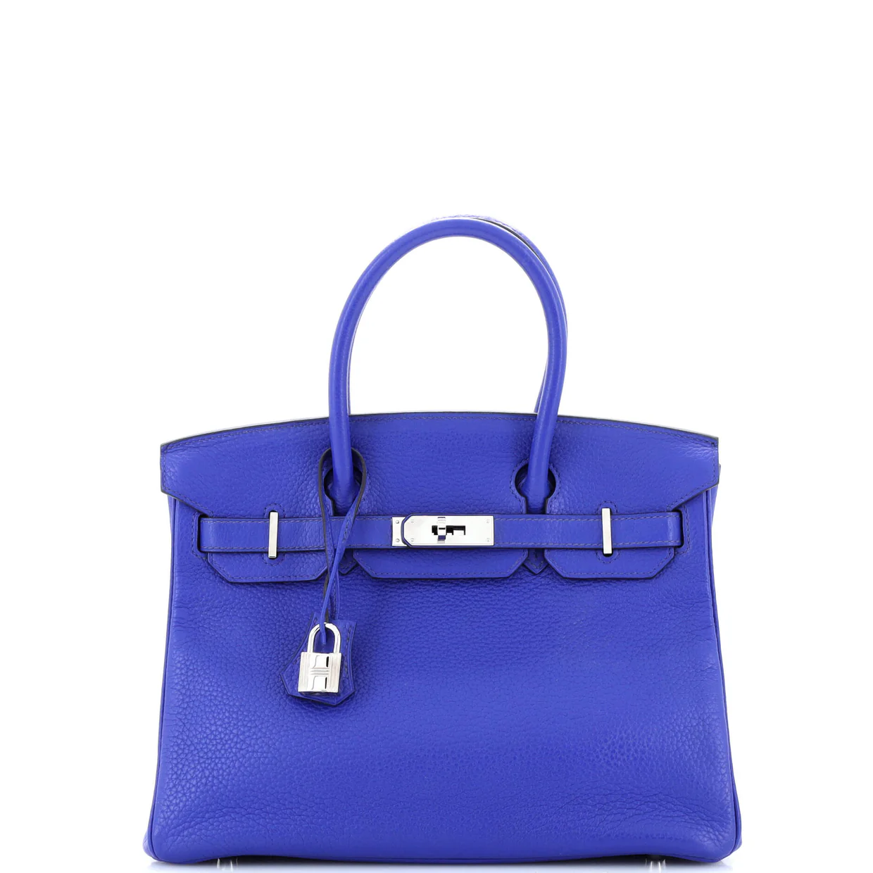 Birkin Handbag Bleu Electrique Clemence with Palladium Hardware 30 - Deep Luxury