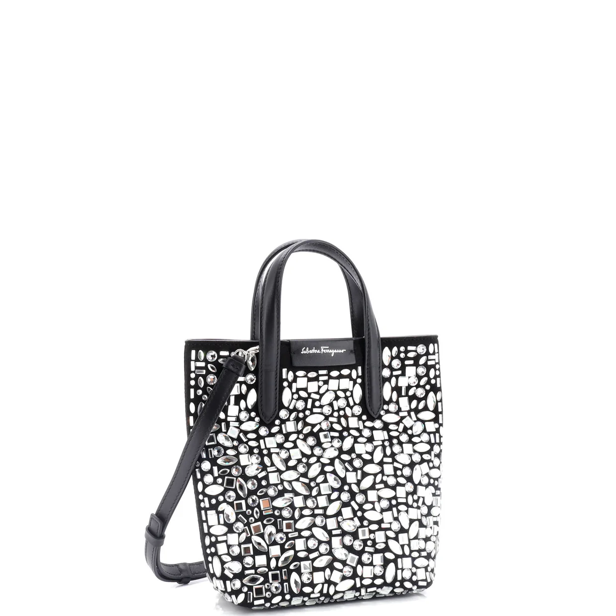 Travel Mosaic Tote Crystal Embellished Suede - Deep Luxury