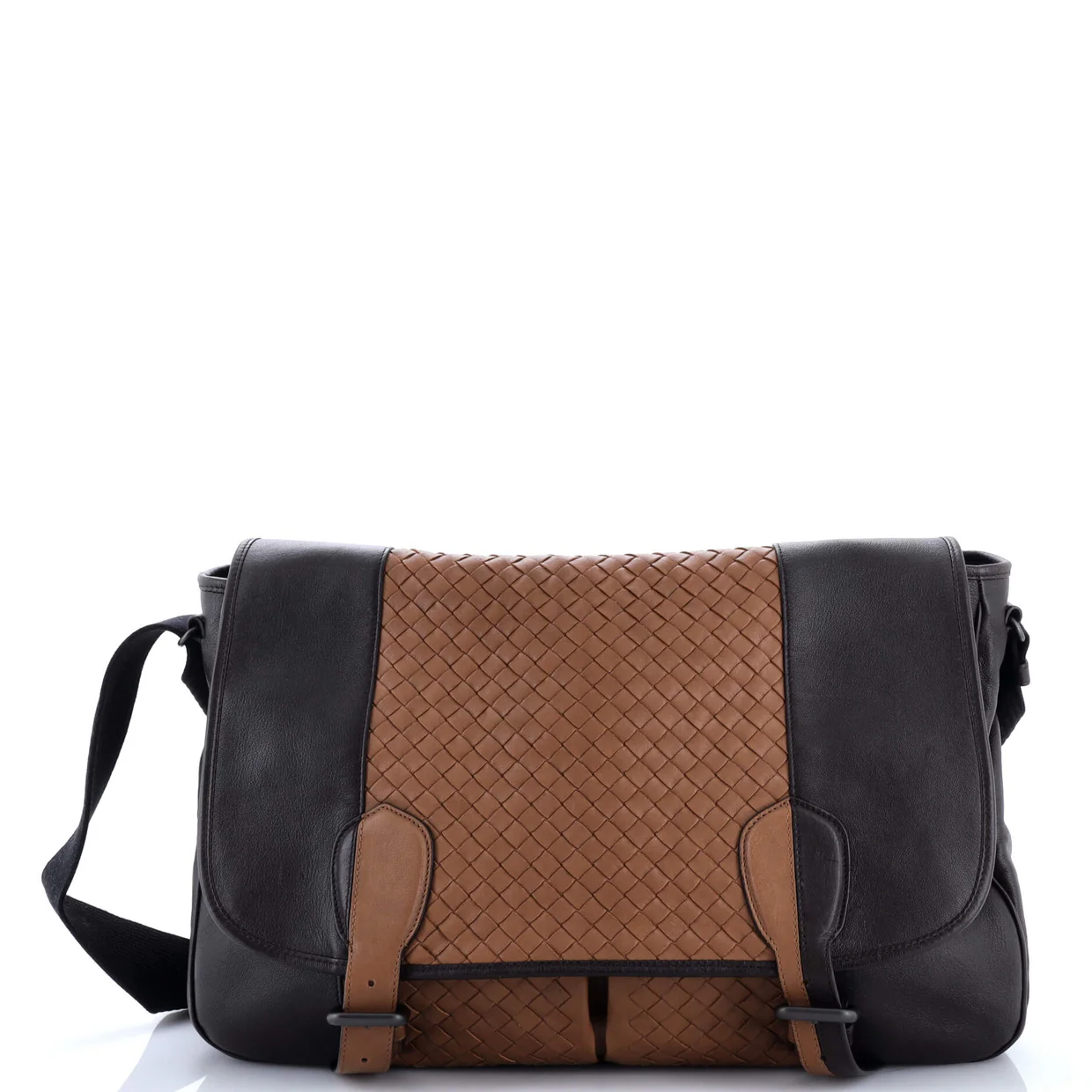 Gardena Messenger Bag Cervo with Intrecciato Detail Large - Deep Luxury