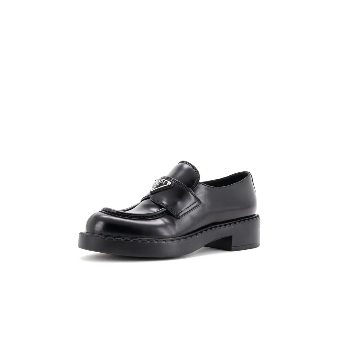 Women's Triangle Logo Loafers Spazzolato Leather - Deep Luxury