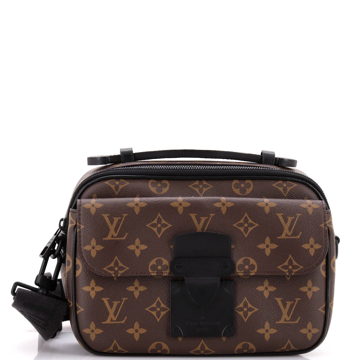 S Lock Messenger Bag Macassar Monogram Canvas - Deep Luxury