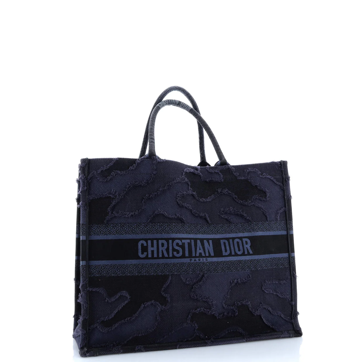 Book Tote Camouflage Embroidered Canvas Large - Deep Luxury