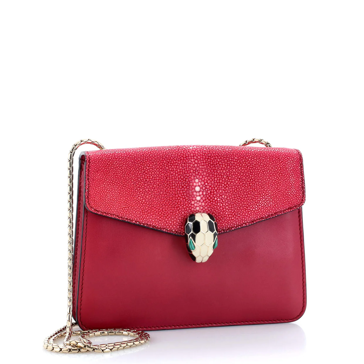 Serpenti Forever Square Shoulder Bag Leather and Stingray Small - Deep Luxury