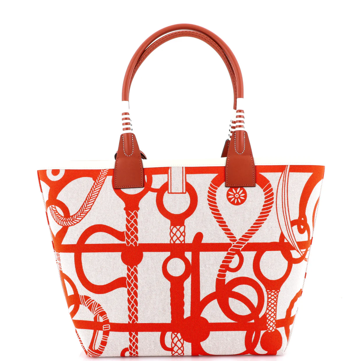 Sac Steeple Tote Printed Toile with Leather 28 - Deep Luxury