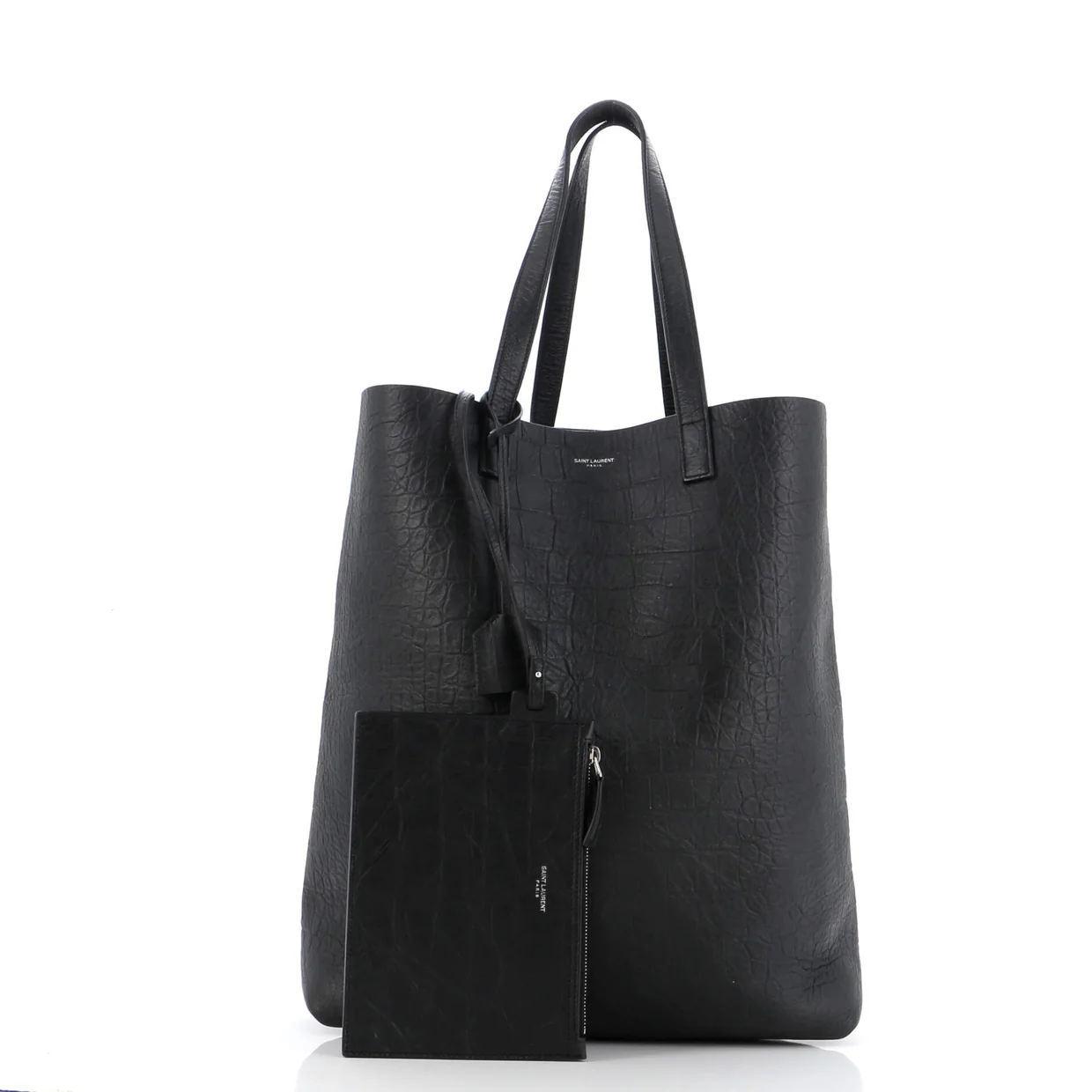 Shopper Tote Crocodile Embossed Leather Tall - Deep Luxury