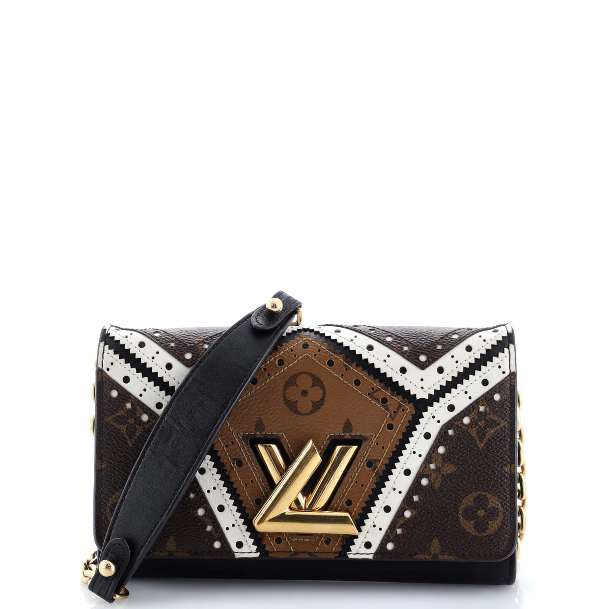 Twist Chain Wallet Limited Edition Brogue Reverse Monogram Canvas and Leather - Deep Luxury