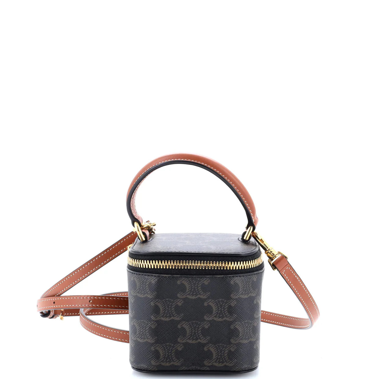 Top Handle Square Vanity Case Triomphe Coated Canvas Mini - Deep Luxury