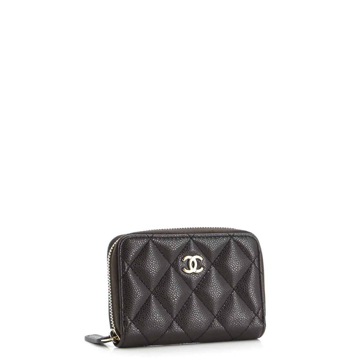 CC Zip Coin Purse Quilted Caviar Small - Deep Luxury