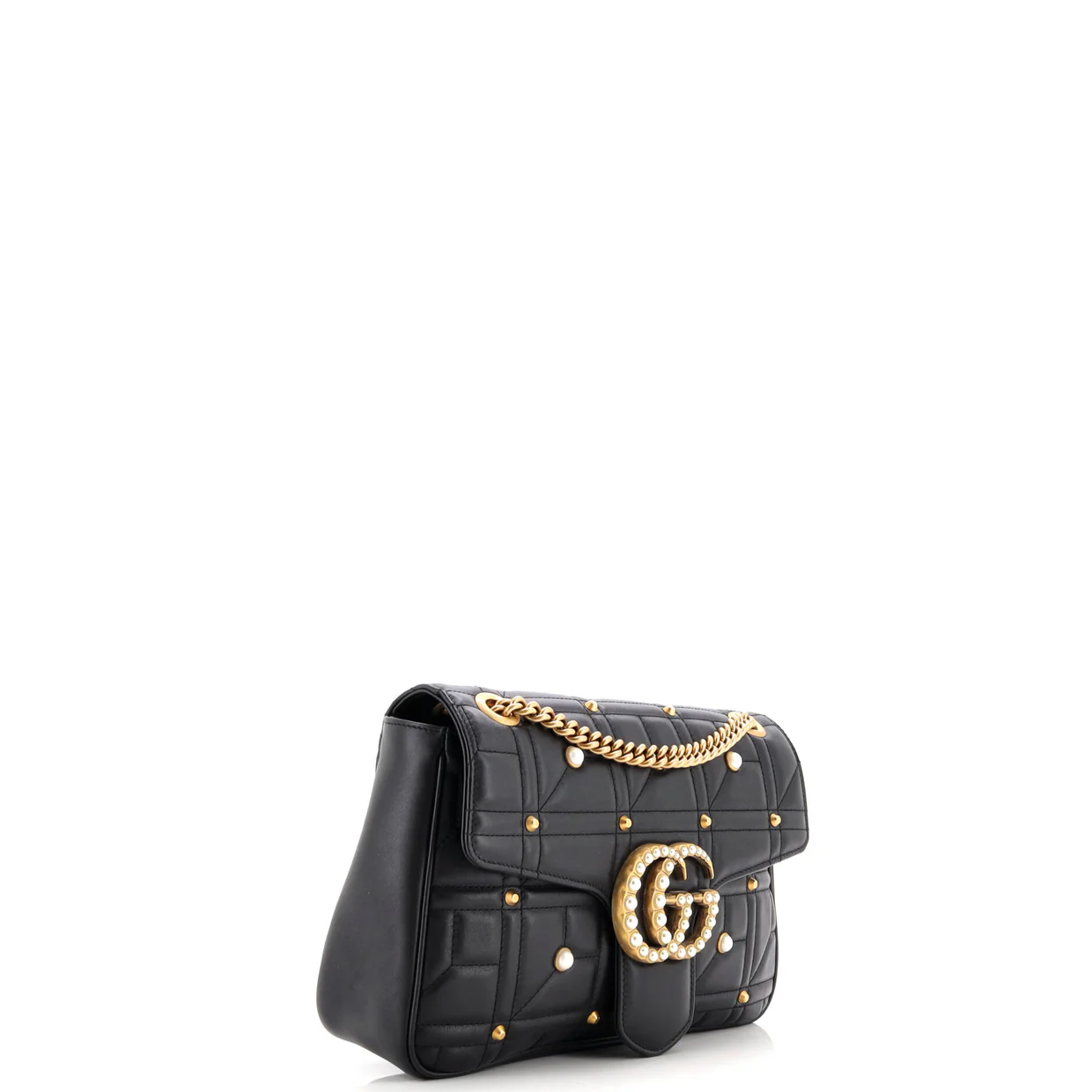 Pearly GG Marmont Flap Bag Embellished Matelasse Leather Medium - Deep Luxury