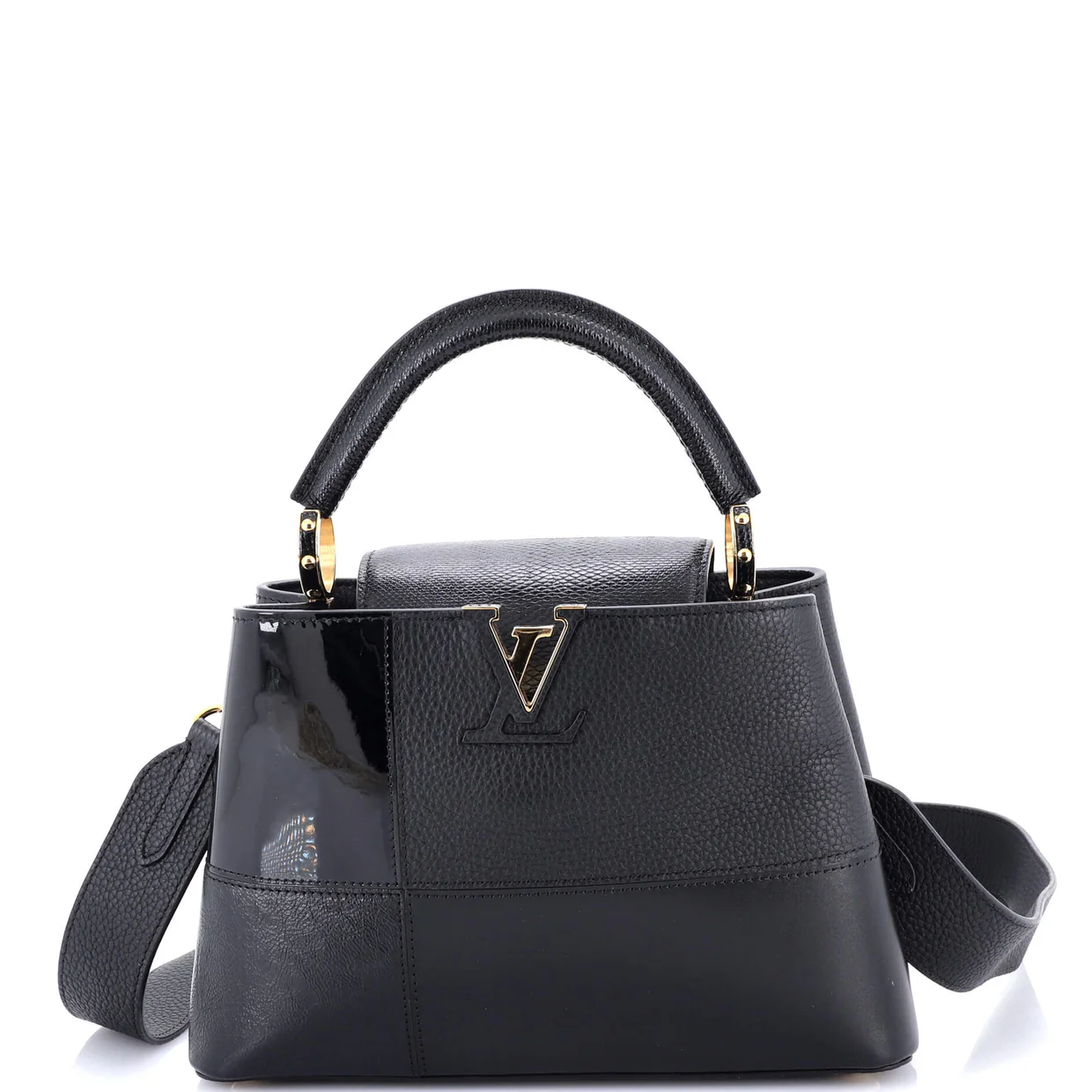Capucines Bag Patchwork Leather, Patent and Snakeskin BB - Deep Luxury