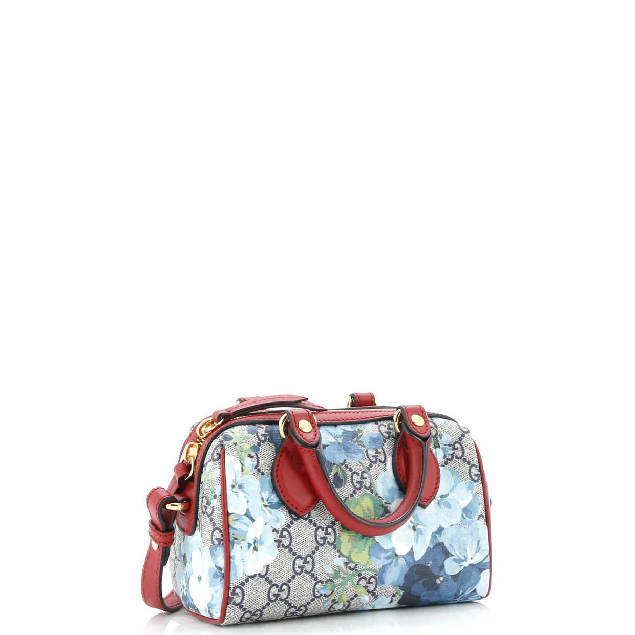 Convertible Boston Bag Blooms Print GG Coated Canvas Nano - Deep Luxury