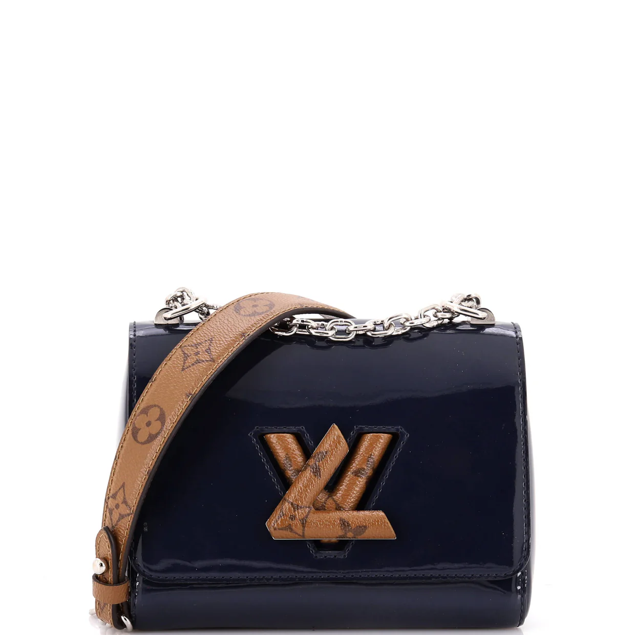 Twist Handbag Vernis with Monogram Canvas PM - Deep Luxury