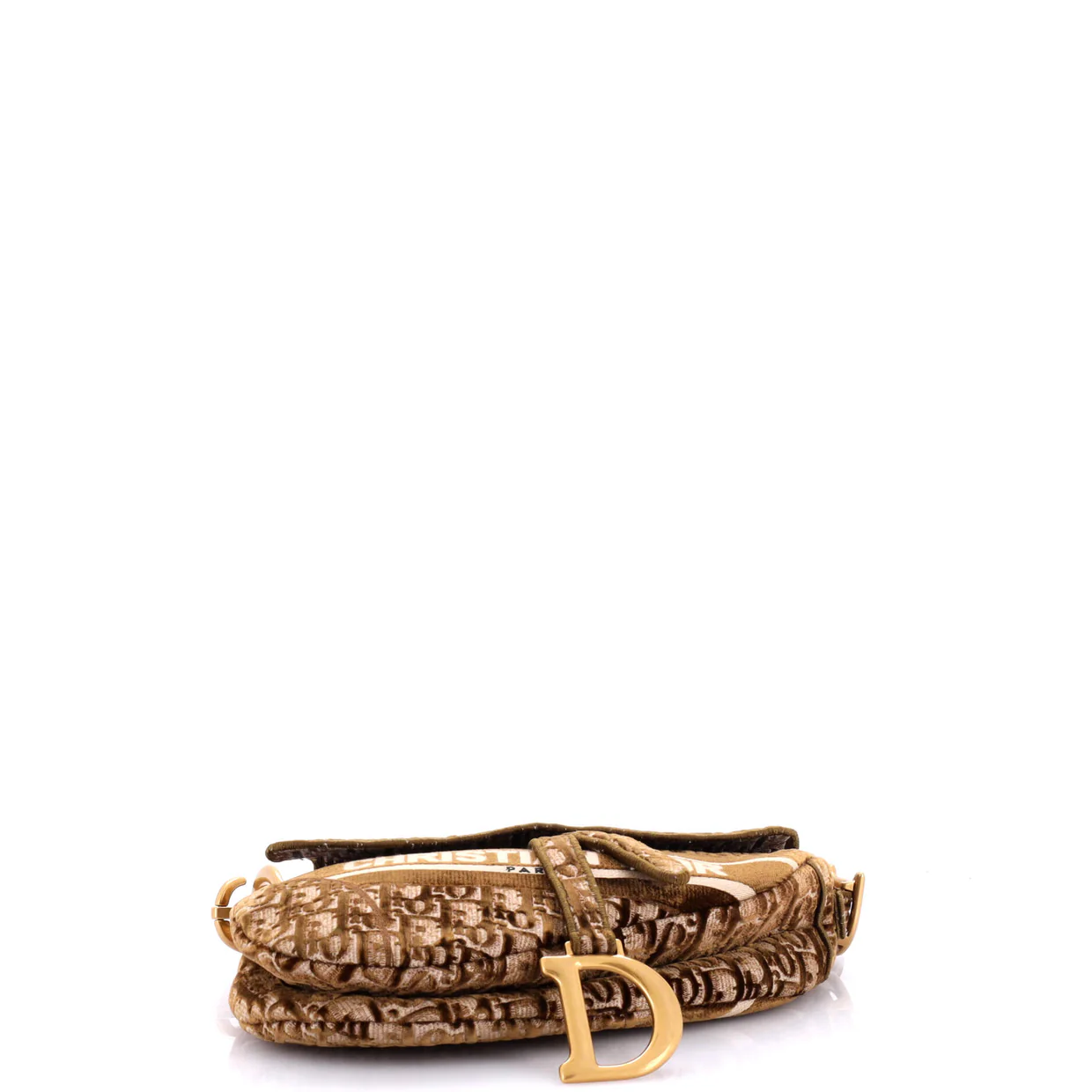 Saddle Handbag Logo Embroidered Oblique Velvet Medium - Deep Luxury