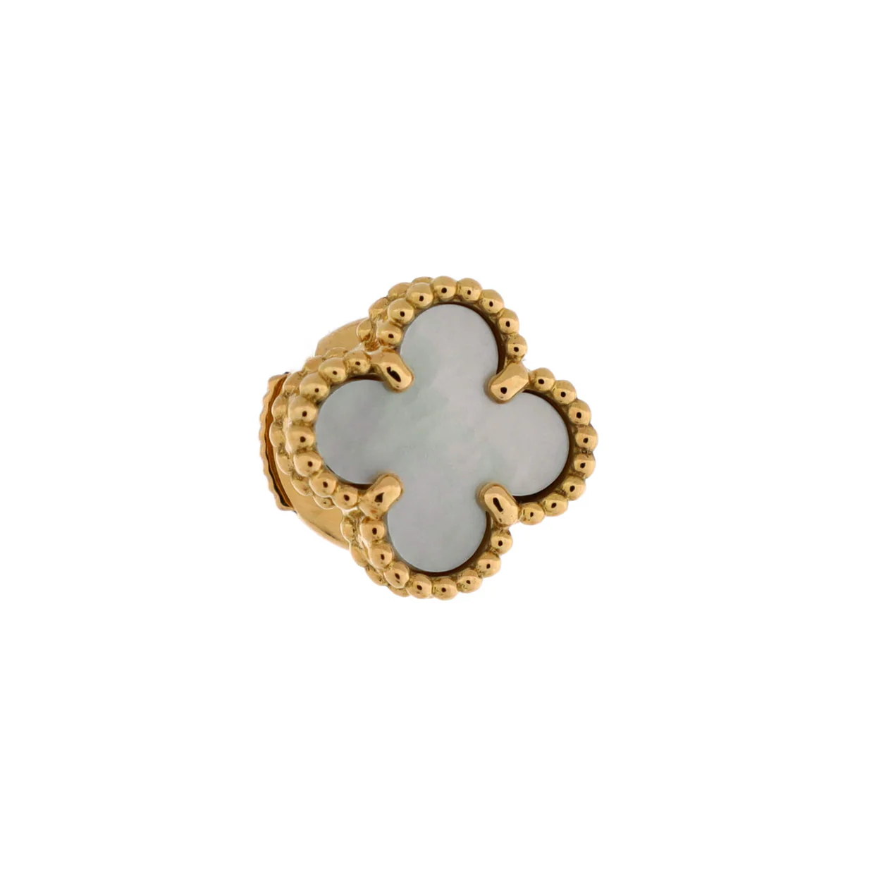 Sweet Alhambra Stud Earrings 18K Yellow Gold and Mother of Pearl - Deep Luxury