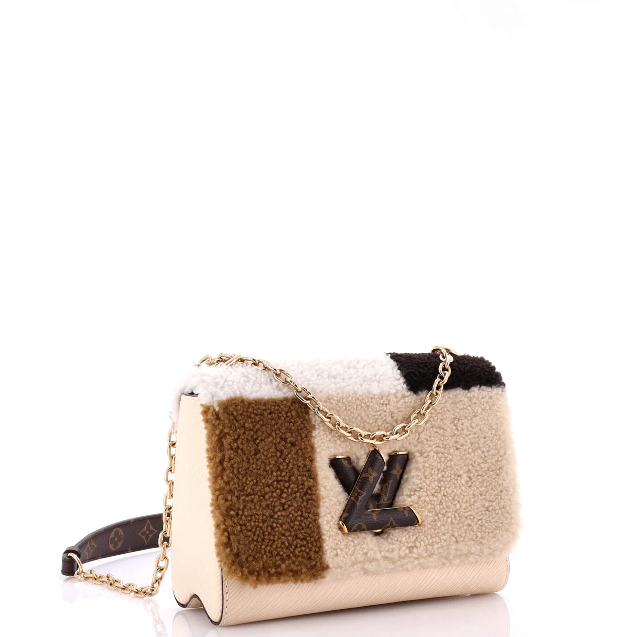 Twist Handbag Teddy Fleece with Epi Leather MM - Deep Luxury