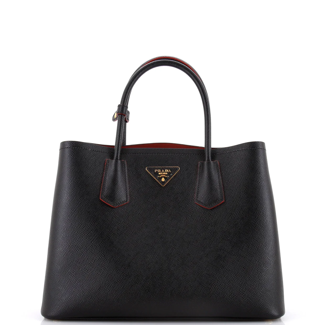 Cuir Double Tote Saffiano Leather Medium - Deep Luxury