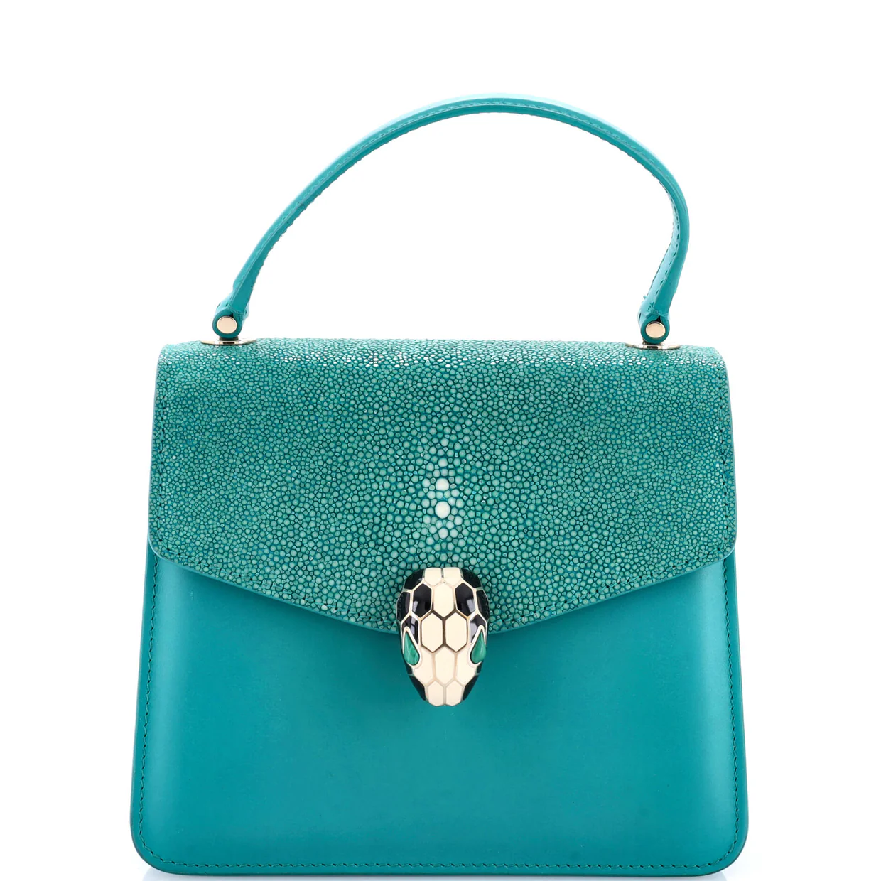 Serpenti Forever Top Handle Bag Leather and Stingray Small - Deep Luxury