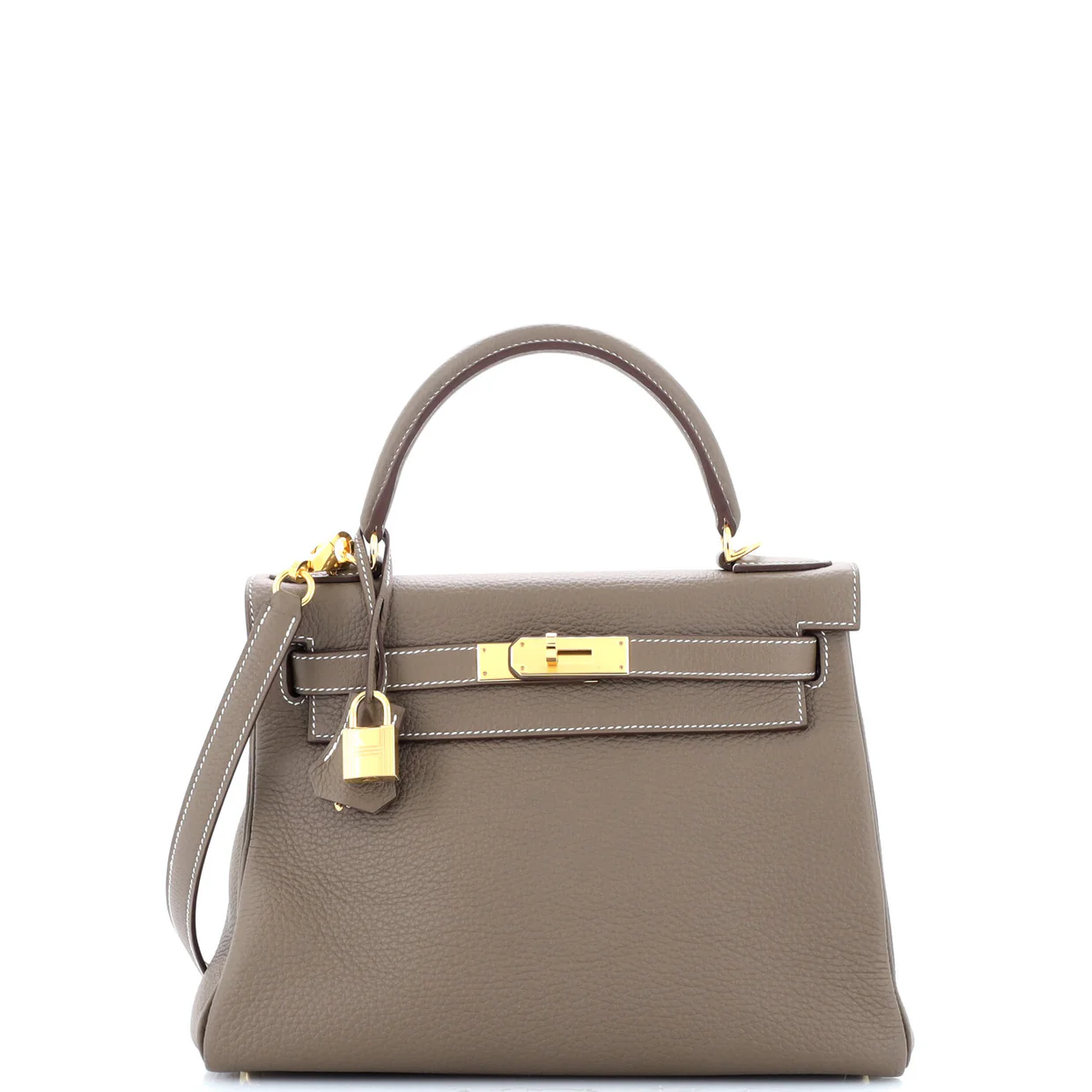 Kelly Handbag Grey Clemence with Gold Hardware 28 - Deep Luxury