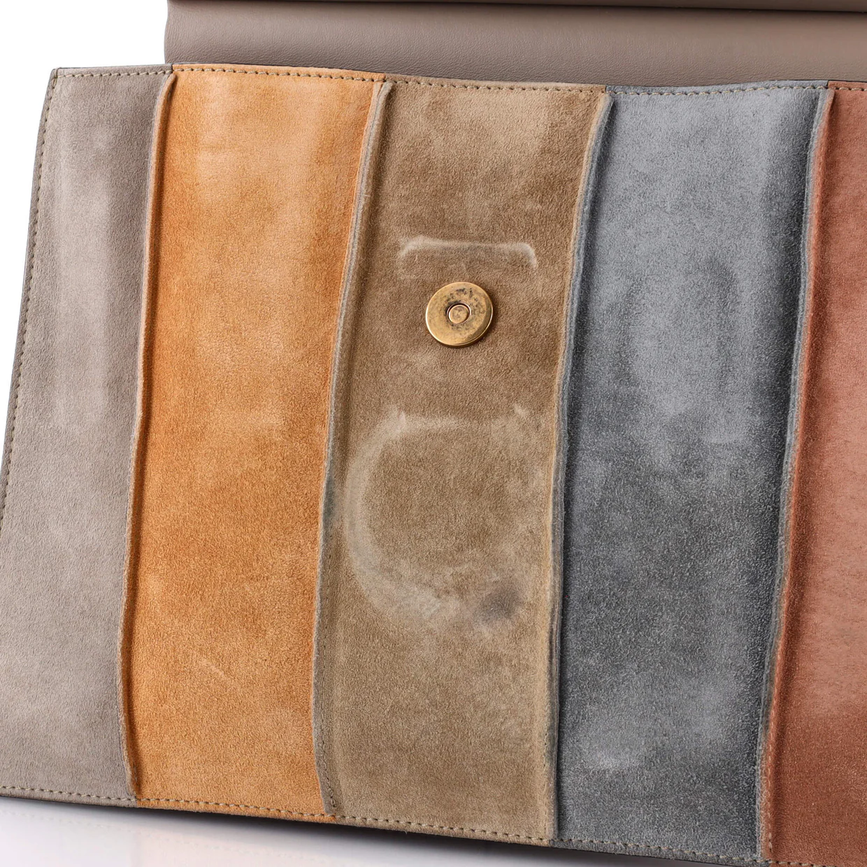 Faye Shoulder Bag Stitched Suede and Leather Medium - Deep Luxury