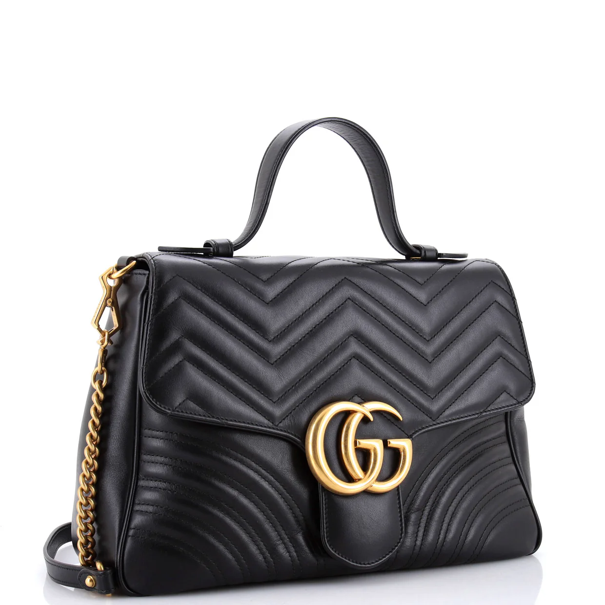 GG Marmont Top Handle Flap Bag Matelasse Leather Medium - Deep Luxury