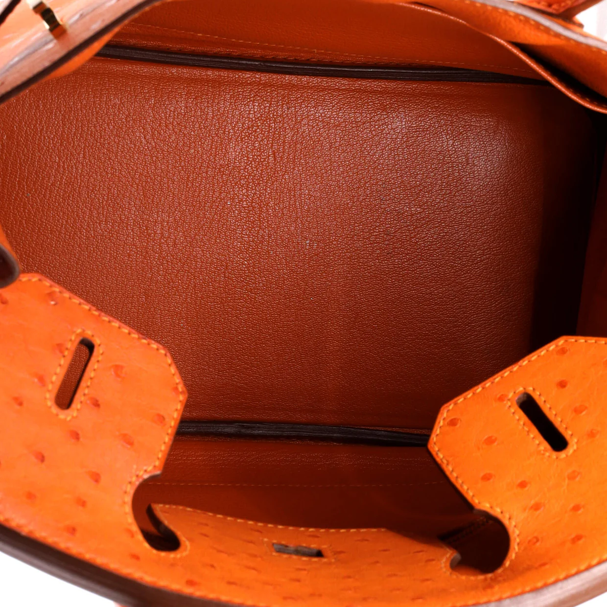 Birkin Handbag Tangerine Ostrich with Gold Hardware 30 - Deep Luxury