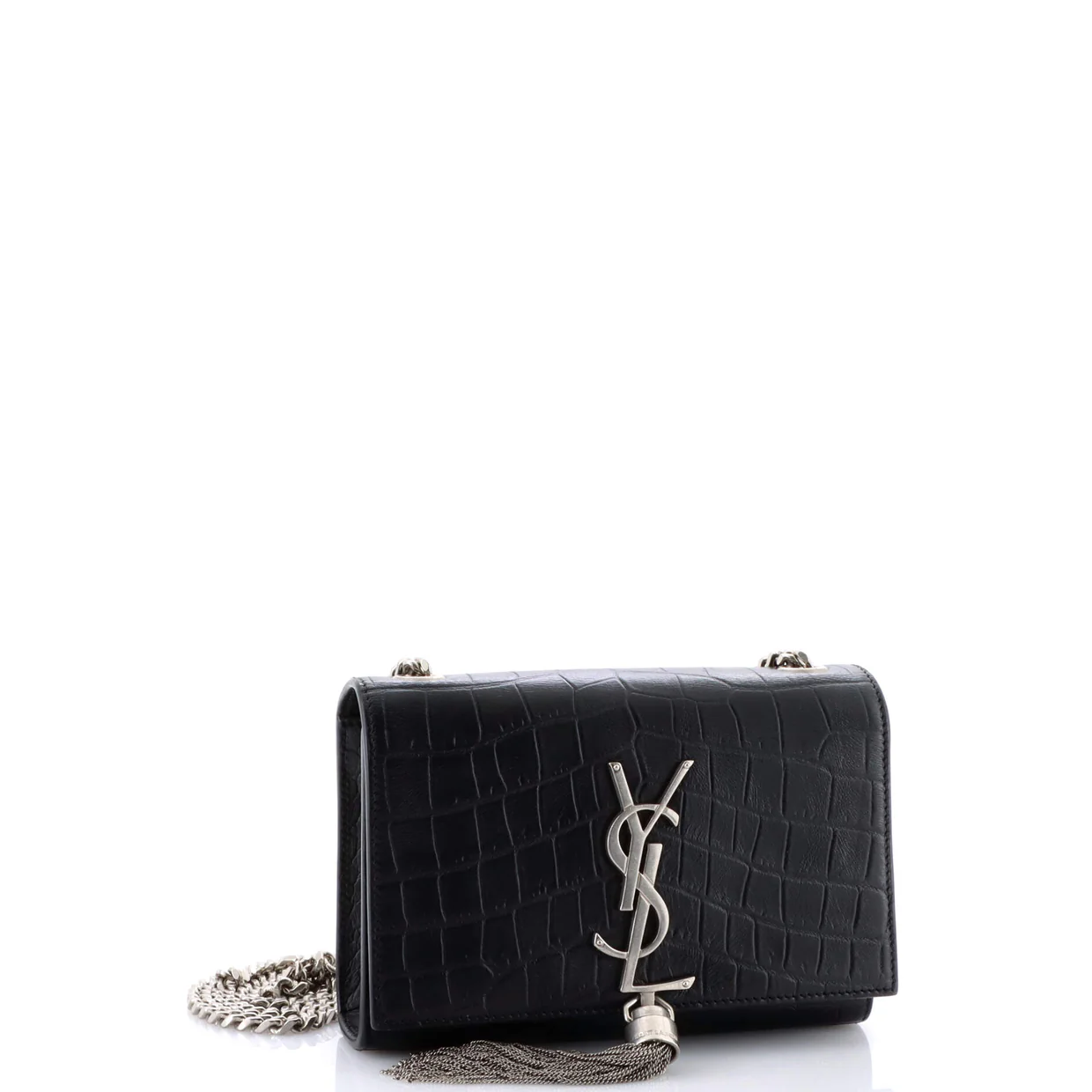 Classic Monogram Tassel Crossbody Bag Crocodile Embossed Leather Small - Deep Luxury