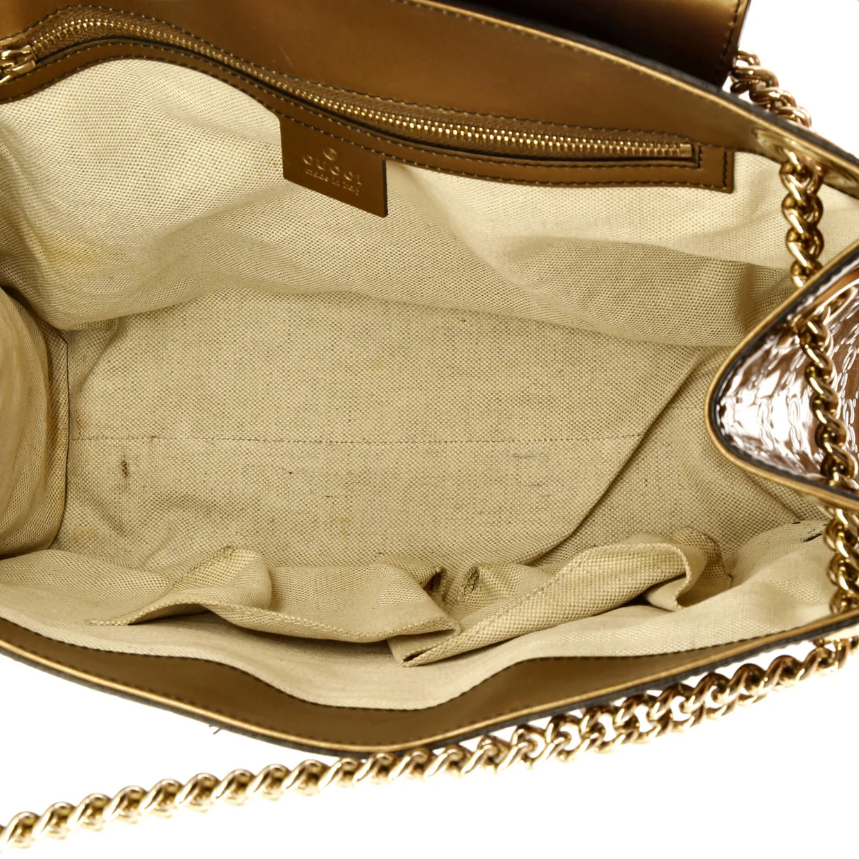 Emily Chain Flap Shoulder Bag Guccissima Patent Large - Deep Luxury