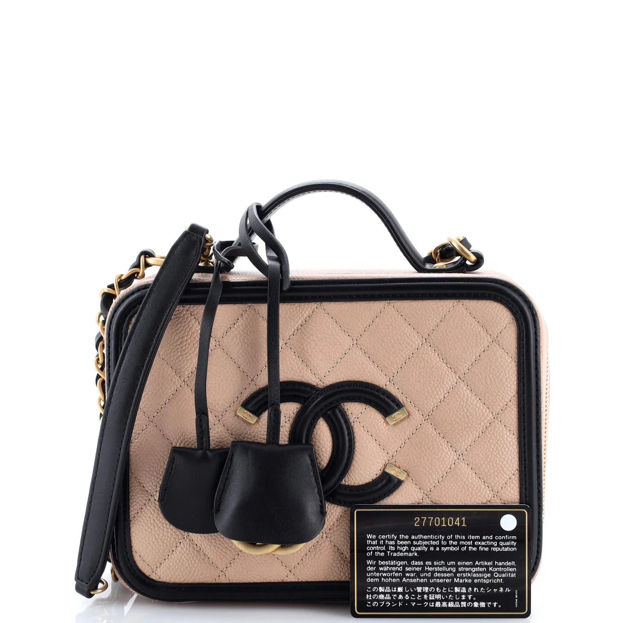 Filigree Vanity Case Quilted Caviar Medium - Deep Luxury