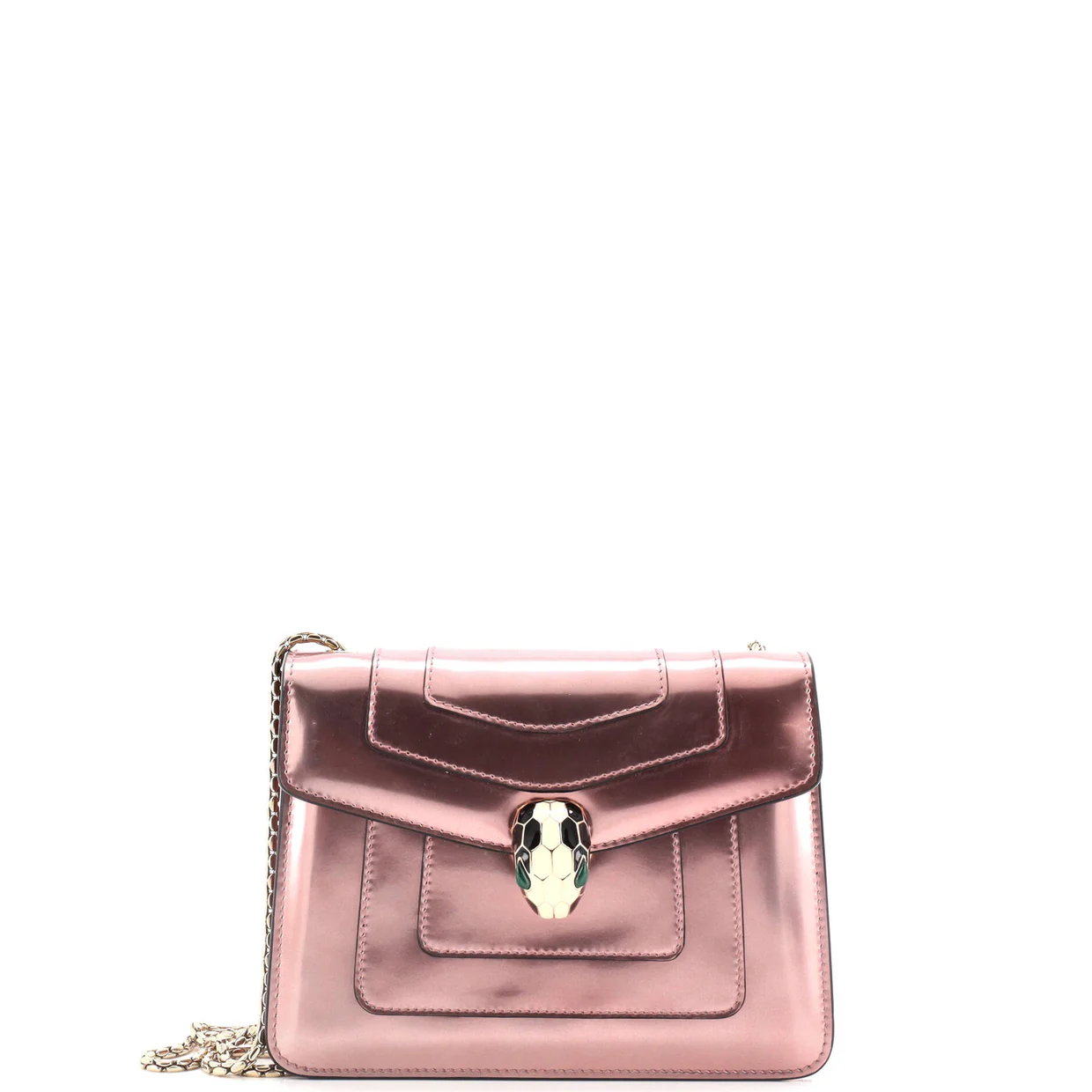 Serpenti Forever Square Shoulder Bag Metallic Leather Small - Deep Luxury