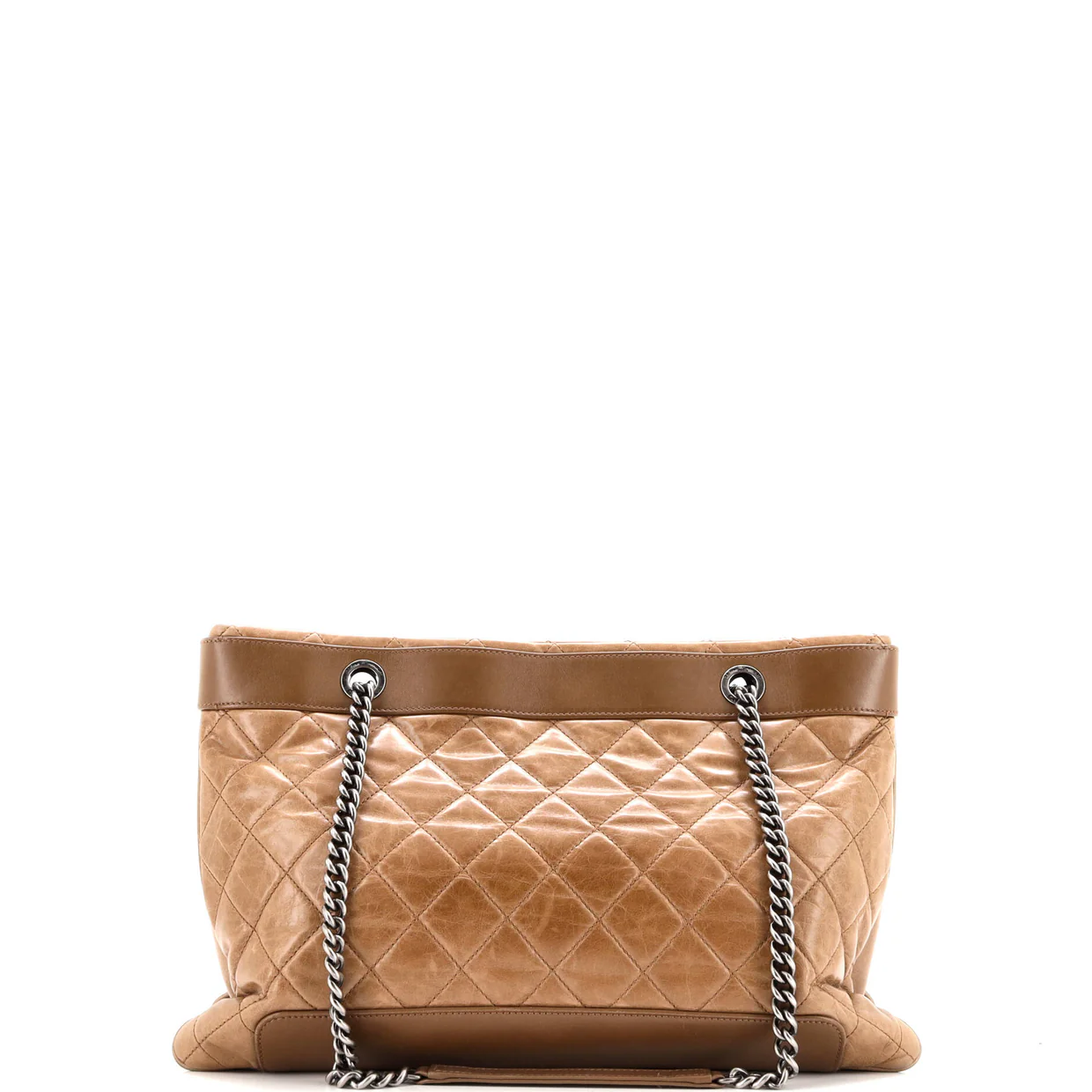 Aged Chain Logo Shopping Tote Quilted Aged Calfskin Large - Deep Luxury